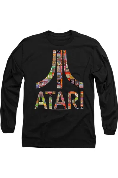 Gildan Atari Box Art Long Sleeve Adult Tee / T-shirt In Black