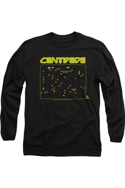 Gildan Atari Centipede Screen Long Sleeve Adult Tee / T-shirt In Black