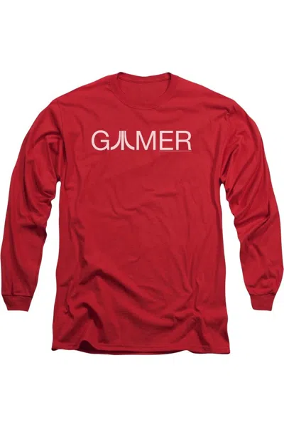 Gildan Atari Gamer Long Sleeve Adult Tee / T-shirt In Red