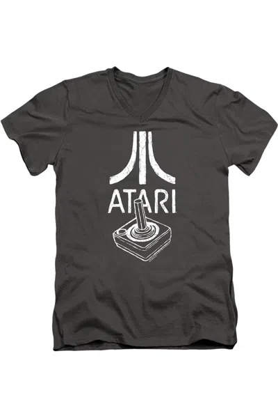 Gildan Atari Joystick Logo Short Sleeve Adult V Neck Premium Cotton Tee / T-shirt In Pink