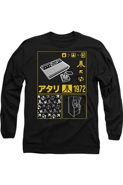 Gildan Atari Kanji Squares Long Sleeve Adult Tee / T-shirt In Black