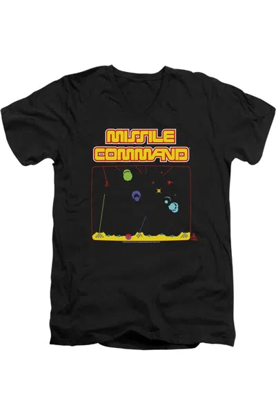 Gildan Atari Missle Screen Short Sleeve Adult V Neck Premium Cotton Tee / T-shirt In Black