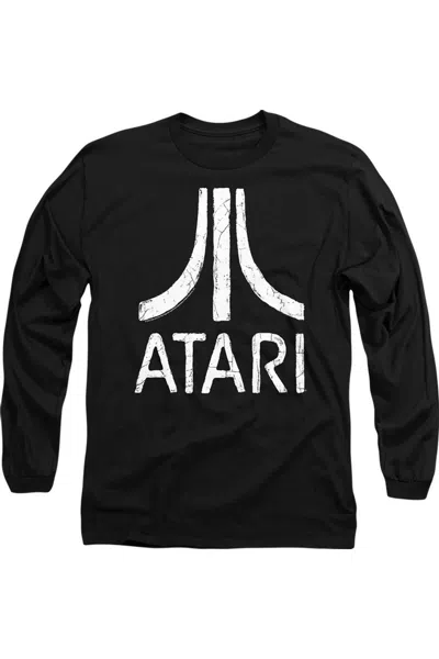 Gildan Atari Rough Logo Long Sleeve Adult Tee / T-shirt In Black