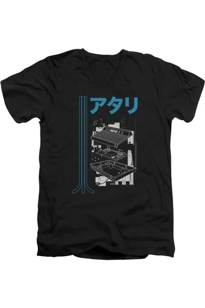 Gildan Atari Schematic Short Sleeve Adult V Neck Premium Cotton Tee / T-shirt In Black