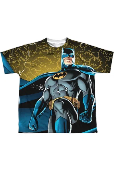 Gildan Kids' Batman 75 Glow Short Sleeve Youth Poly Crew Tee / T-shirt In Multi