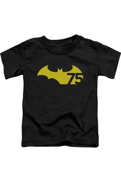 Gildan Kids' Batman 75 Logo 2 Short Sleeve Juvenile Tee / T-shirt In Black