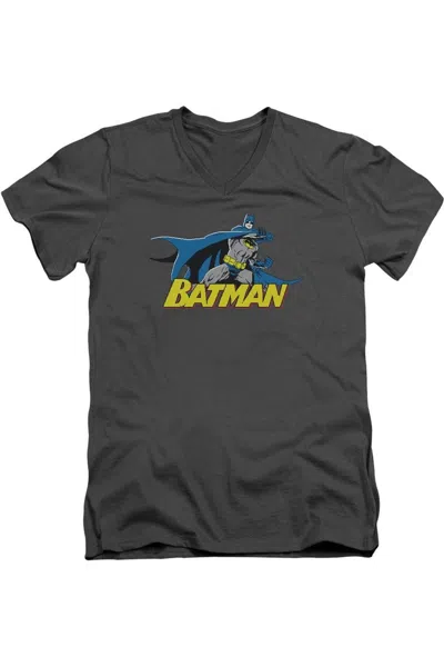 Gildan Batman 8 Bit Cape Short Sleeve Adult V Neck Premium Cotton Tee / T-shirt In Pink