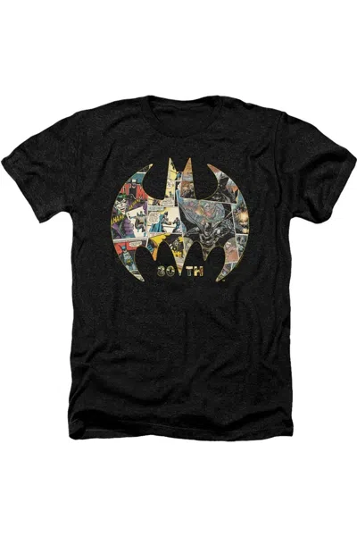 Gildan Kids' Batman 80th Shield Adult Heather Tee / T-shirt In Black
