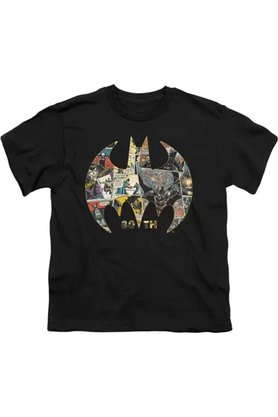 Gildan Kids' Batman 80th Shield Short Sleeve Youth Tee / T-shirt In Black