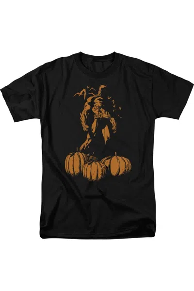 Gildan Batman A Bat Among Pumpkins Short Sleeve Adult V Neck Tee / T-shirt In Black