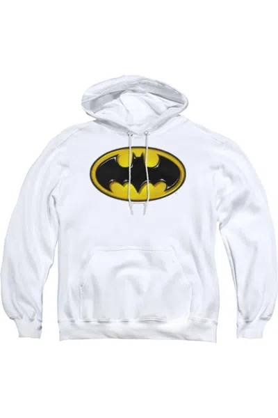 Gildan Batman Airbrush Bat Symbol Adult Pull Over Hoodie / Hooded Sweatshirt In White