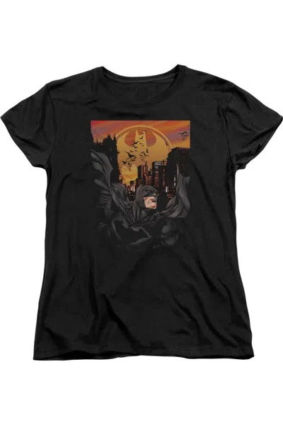 Gildan Batman Always On Call Short Sleeve Womens Tee / T-shirt In Black