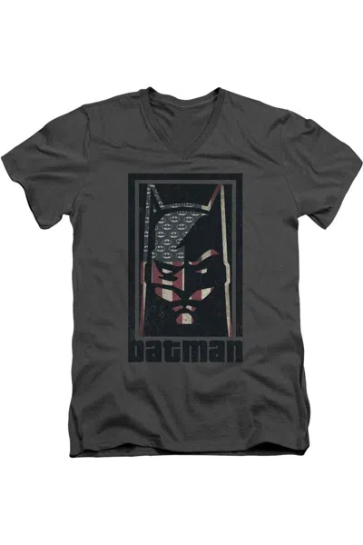Gildan Batman American Batman Short Sleeve Adult V Neck Premium Cotton Tee / T-shirt In Pink
