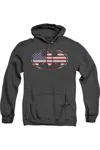 Gildan Batman American Flag Oval Adult Heather Hoodie / Hooded Sweatshirt In Black