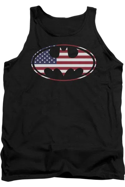 Gildan Batman American Flag Oval Adult Tank Top In Black