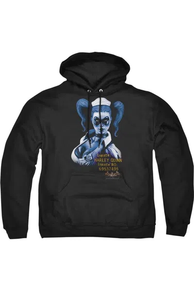 Gildan Batman Arkham Asylum Arkham Harley Quinn Adult Pull Over Hoodie / Hooded Sweatshirt In Black