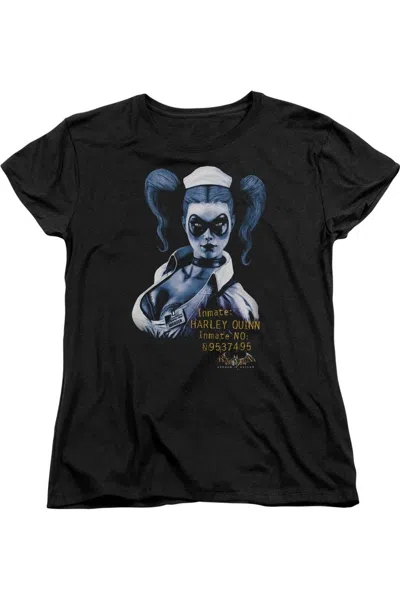 Gildan Batman Arkham Asylum Arkham Harley Quinn Short Sleeve Womens Tee / T-shirt In Black