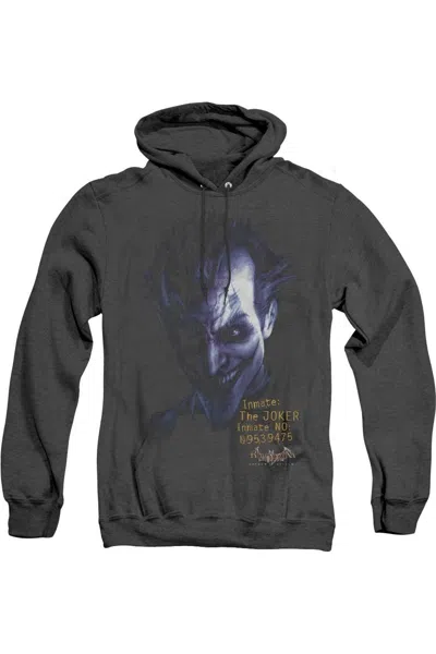 Gildan Batman Arkham Asylum Arkham Joker Adult Heather Hoodie / Hooded Sweatshirt In Black
