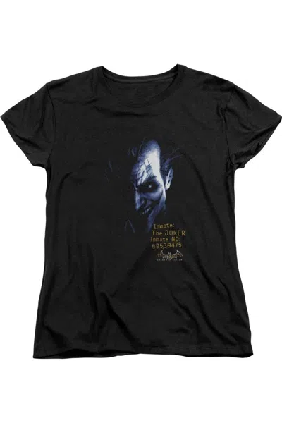 Gildan Batman Arkham Asylum Arkham Joker Short Sleeve Womens Tee / T-shirt In Black