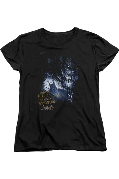 Gildan Batman Arkham Asylum Arkham Killer Croc Short Sleeve Womens Tee / T-shirt In Black