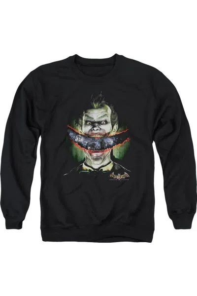 Gildan Batman Arkham Asylum Crazy Lips Adult Crewneck Sweatshirt In Black
