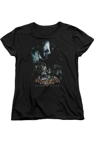 Gildan Batman Arkham Asylum Five Against One Short Sleeve Womens Tee / T-shirt In Black