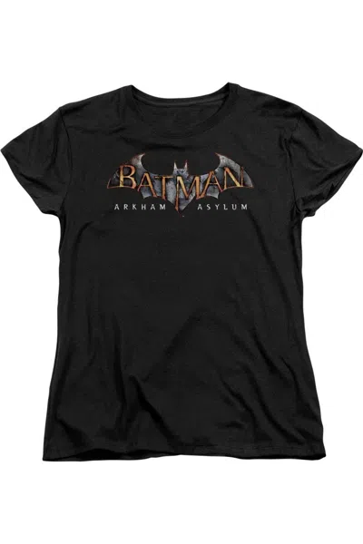 Gildan Batman Arkham Knight Ak Flame Logo Short Sleeve Womens Tee / T-shirt In Black