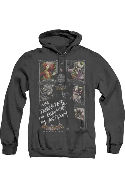 Gildan Batman Arkham Asylum Running The Asylum Adult Heather Hoodie / Hooded Sweatshirt In Black