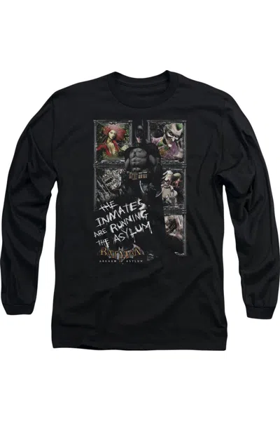 Gildan Batman Arkham Asylum Running The Asylum Long Sleeve Adult Tee / T-shirt In Black
