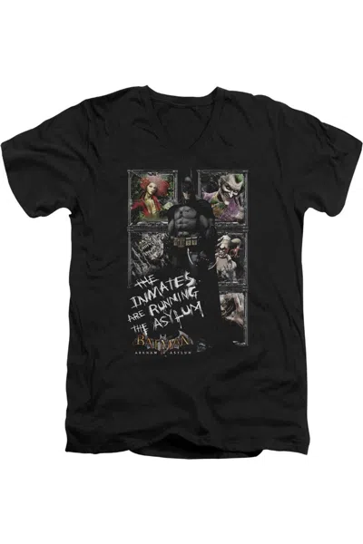 GILDAN BATMAN ARKHAM ASYLUM RUNNING THE ASYLUM SHORT SLEEVE ADULT V NECK TEE / T-SHIRT