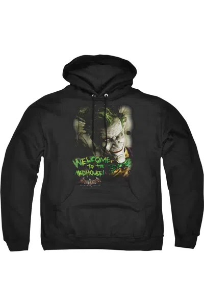Gildan Batman Arkham Asylum Welcome To The Madhouse Adult Pull Over Hoodie / Hooded Sweatshirt In Black