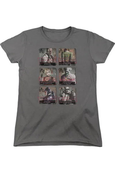 Gildan Batman Arkham City Arkham Lineup Short Sleeve Womens Tee / T-shirt In Pink