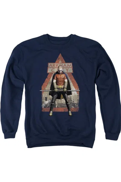 Gildan Batman Arkham City Arkham Robin Adult Crewneck Sweatshirt In Blue