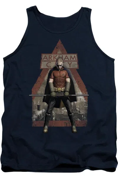 Gildan Batman Arkham City Arkham Robin Adult Tank Top In Blue