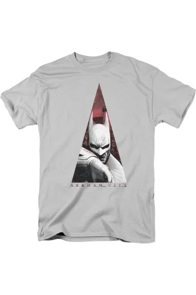 Gildan Batman Arkham City Bat Triangle Short Sleeve Adult Tee / T-shirt In Silver