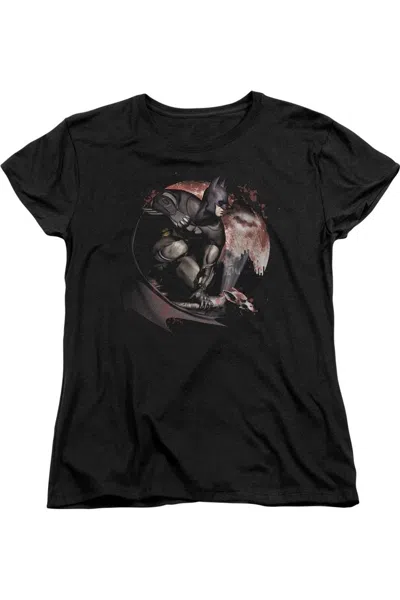 Gildan Batman Arkham City Blood Moon Short Sleeve Womens Tee / T-shirt In Black