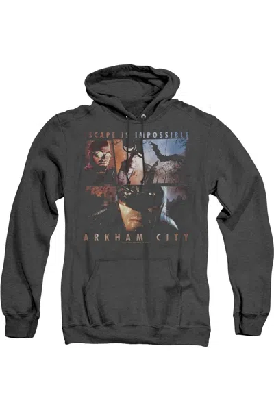 Gildan Batman Arkham City Escape Is Impossible Adult Heather Hoodie / Hooded Sweatshirt In Black