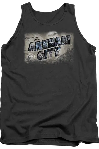 Gildan Batman Arkham City Greetings From Arkham Adult Tank Top In Pink