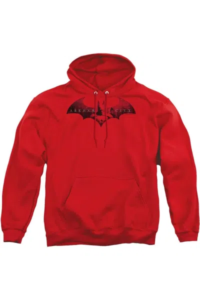 Gildan Batman Arkham City In The City Adult Pull Over Hoodie / Hooded Sweatshirt In Red