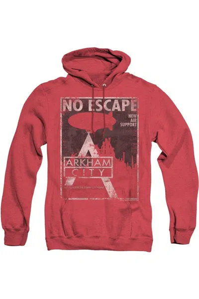 Gildan Batman Arkham City No Escape Adult Heather Hoodie / Hooded Sweatshirt In Red