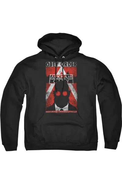 Gildan Batman Arkham City Obey Order Poster Adult Pull Over Hoodie / Hooded Sweatshirt In Black