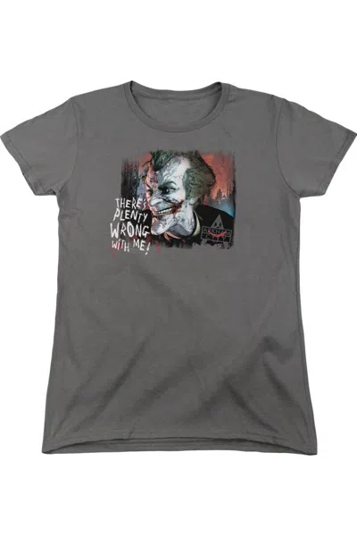 Gildan Batman Arkham City Plenty Wrong Short Sleeve Womens Tee / T-shirt In Gray