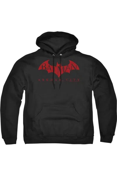 Gildan Batman Arkham City Red Bat Adult Pull Over Hoodie / Hooded Sweatshirt In Black