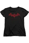 Gildan Batman Arkham City Red Bat Short Sleeve Womens Tee / T-shirt In Black