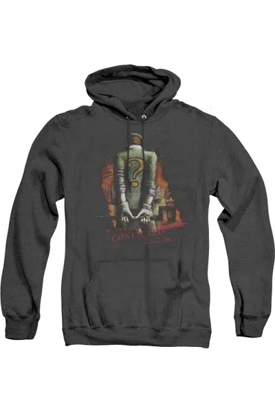 Gildan Batman Arkham City Riddler Convicted Adult Heather Hoodie / Hooded Sweatshirt In Black