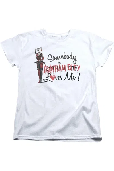 Gildan Batman Arkham City Somebody Loves Me Short Sleeve Womens Tee / T-shirt In White
