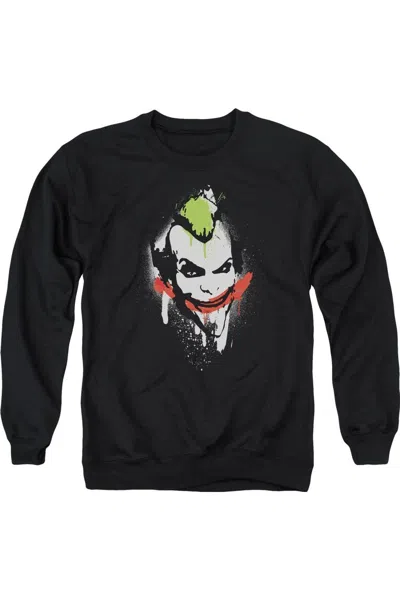 Gildan Batman Arkham City Spraypaint Smile Adult Crewneck Sweatshirt In Black