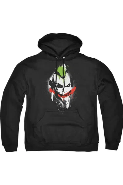 Gildan Batman Arkham City Spraypaint Smile Adult Pull Over Hoodie / Hooded Sweatshirt In Black