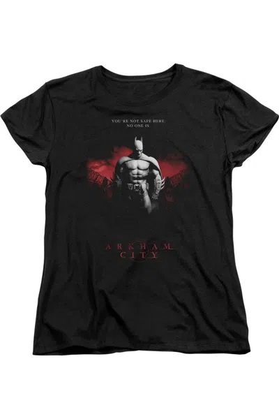 Gildan Batman Arkham City Standing Strong Short Sleeve Womens Tee / T-shirt In Black