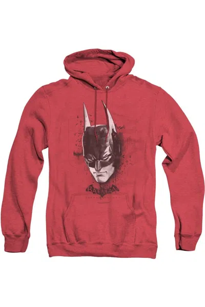 Gildan Batman Arkham Knight Ak Head Adult Heather Hoodie / Hooded Sweatshirt In Red